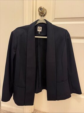 Anne Klein Navy Open-Front Blazer Jacket